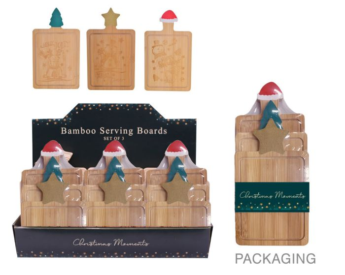 Christmas Bamboo Serving Board - S/3