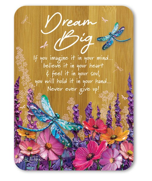 Bamboo Plaque - Playful Dragonflies DREAM BIG