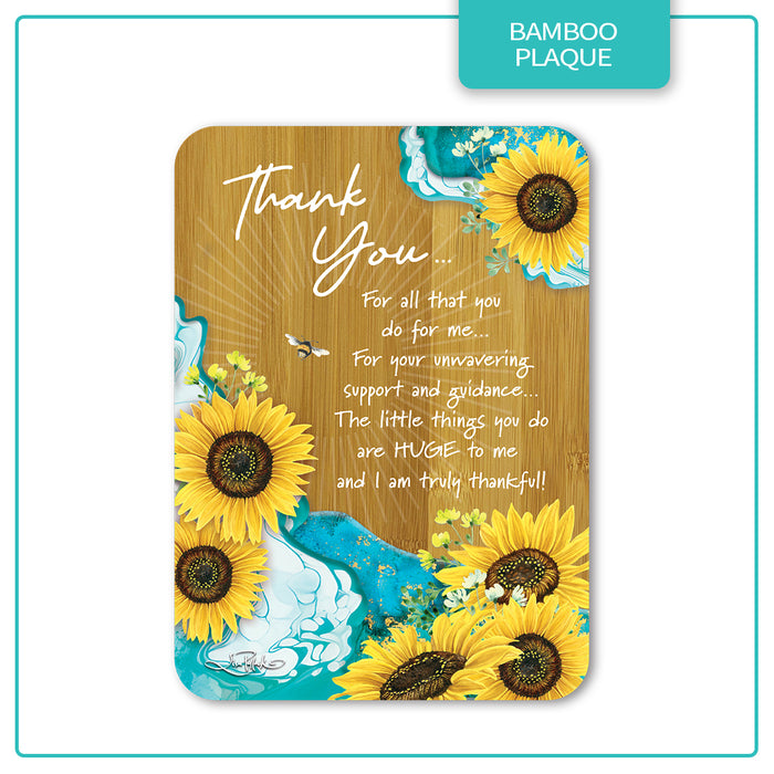 Bamboo Plaque - Bee Sunny THANK YOU