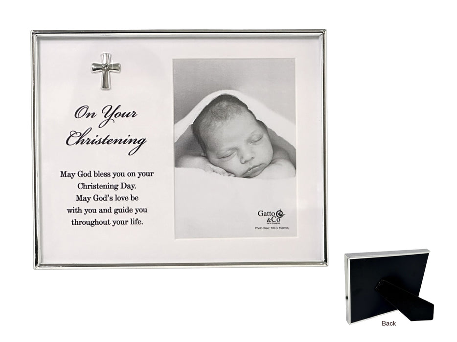 Silver Christening Photo Frame