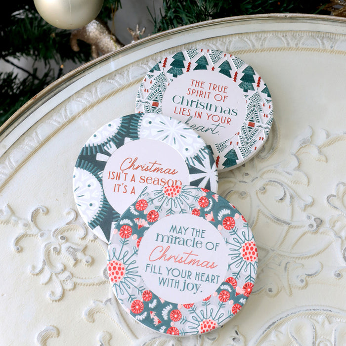 Christmas Ceramic Coasters - Asst