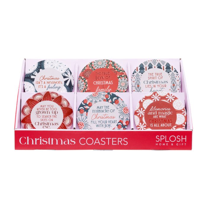 Christmas Ceramic Coasters - Asst