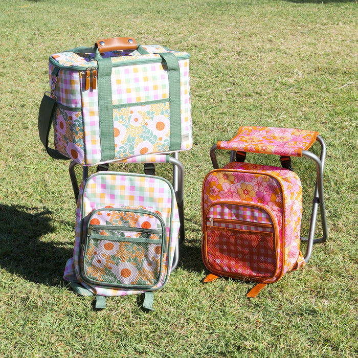 Retro Floral Picnic Cooler Chair