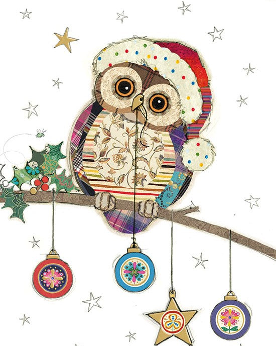 Bug Art Mini Christmas Card - Owl Baubles