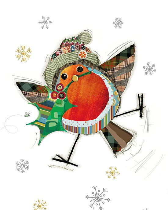 Bug Art Mini Christmas Card - Robin Holly