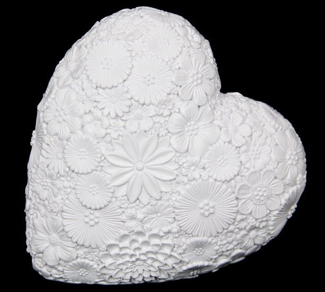 White Floral Heart - 14cm